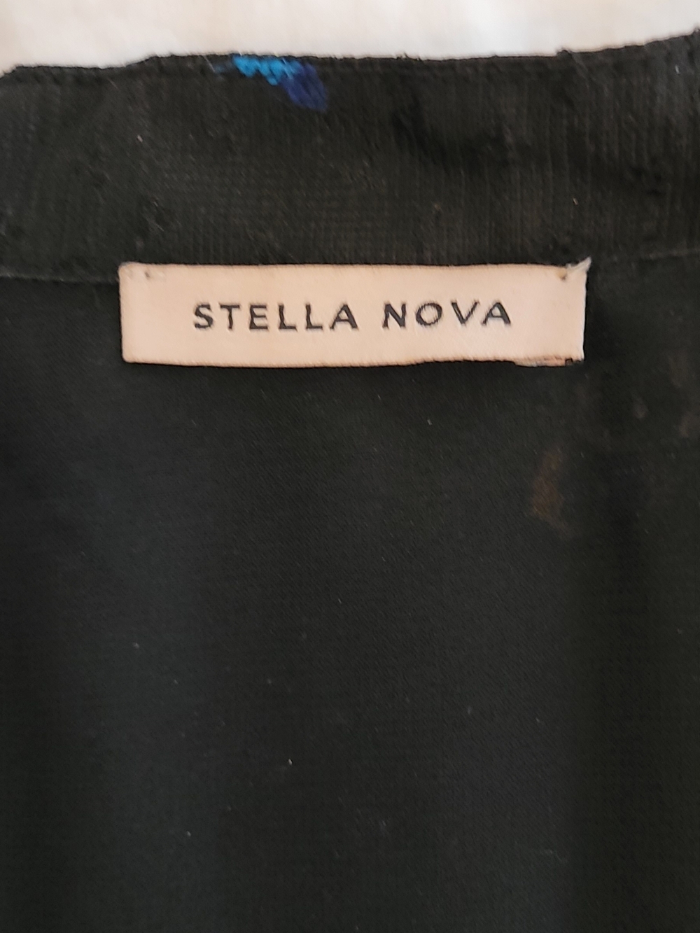 Stella Nova Black Dress with Blue And Cream Accents-- High Luxury